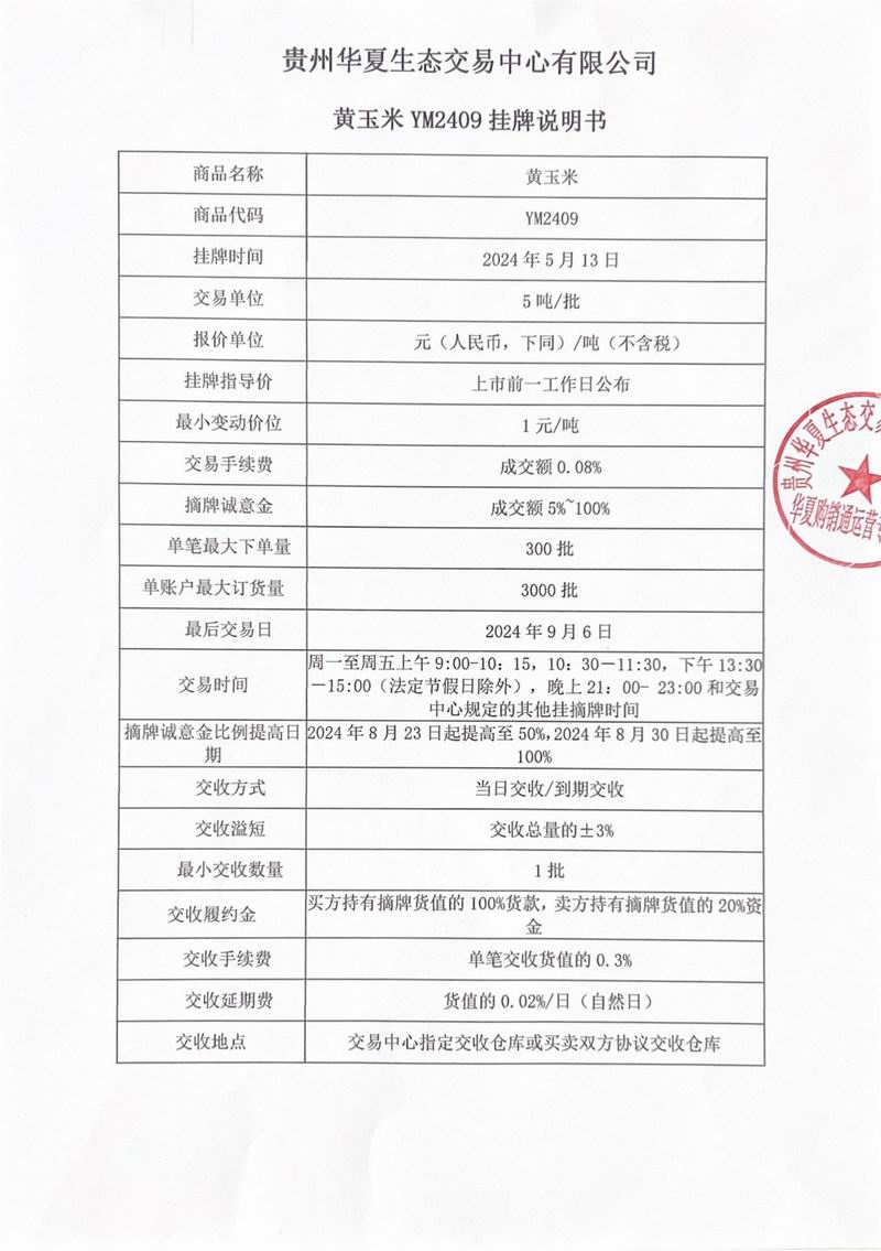 黄玉米YM2409挂牌说明书-1