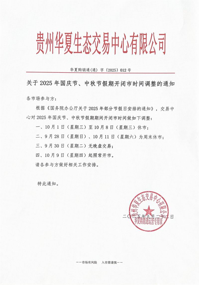 关于2025年国庆节、中秋节假期开闭市时间调整